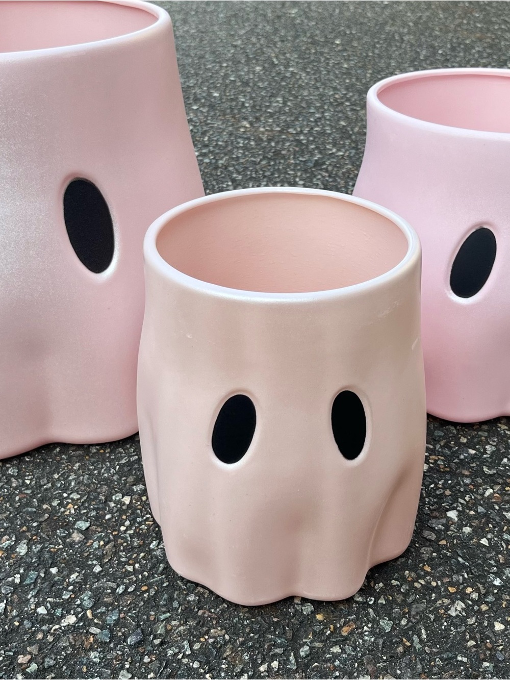 *VIRAL*Pink Ceramic Ghost Accent Planter - Decorative Home Accent. 3 set